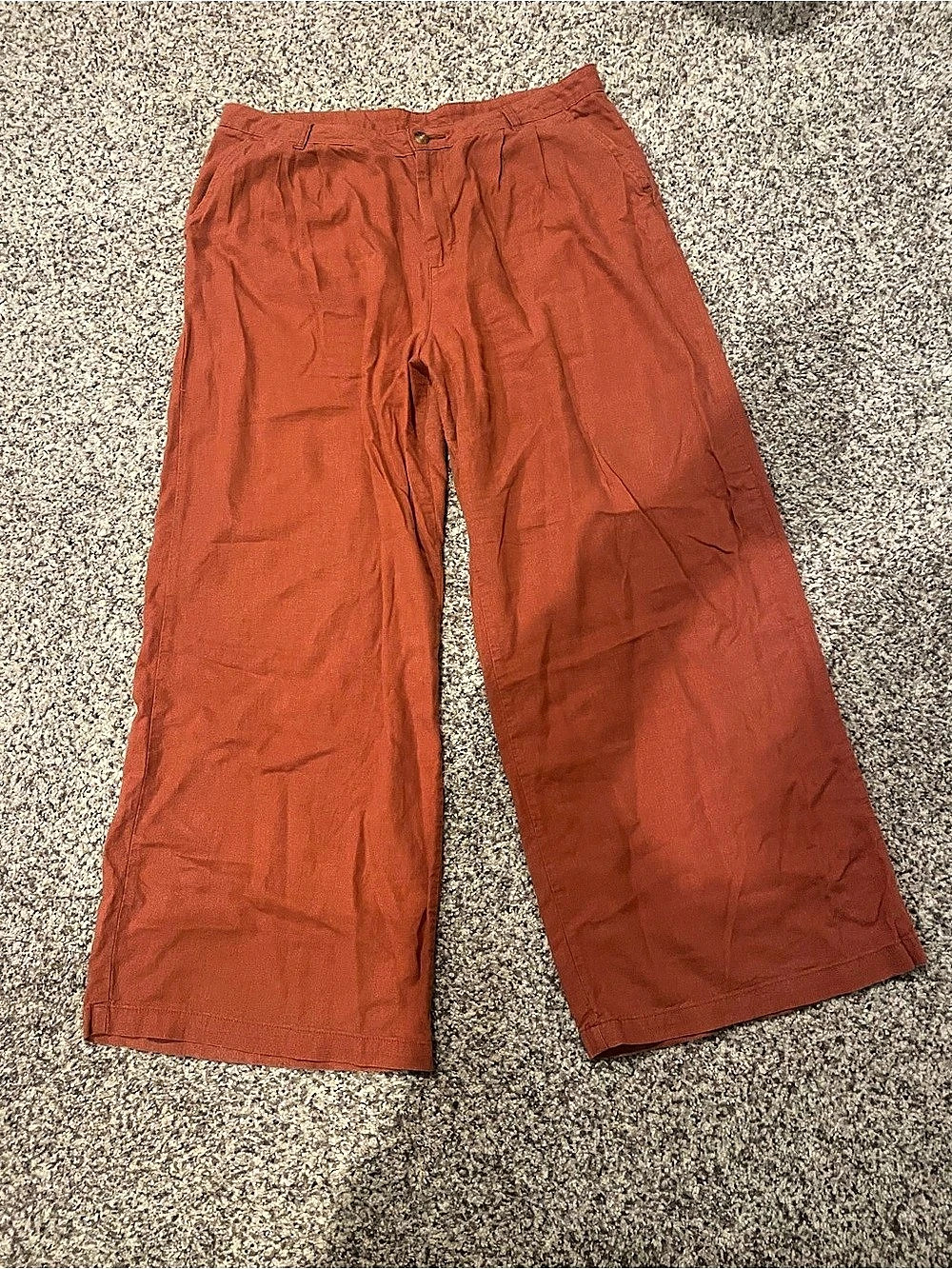 ana Wide Leg Linen Blend Pants in Burnt Orange Size 16 Like New